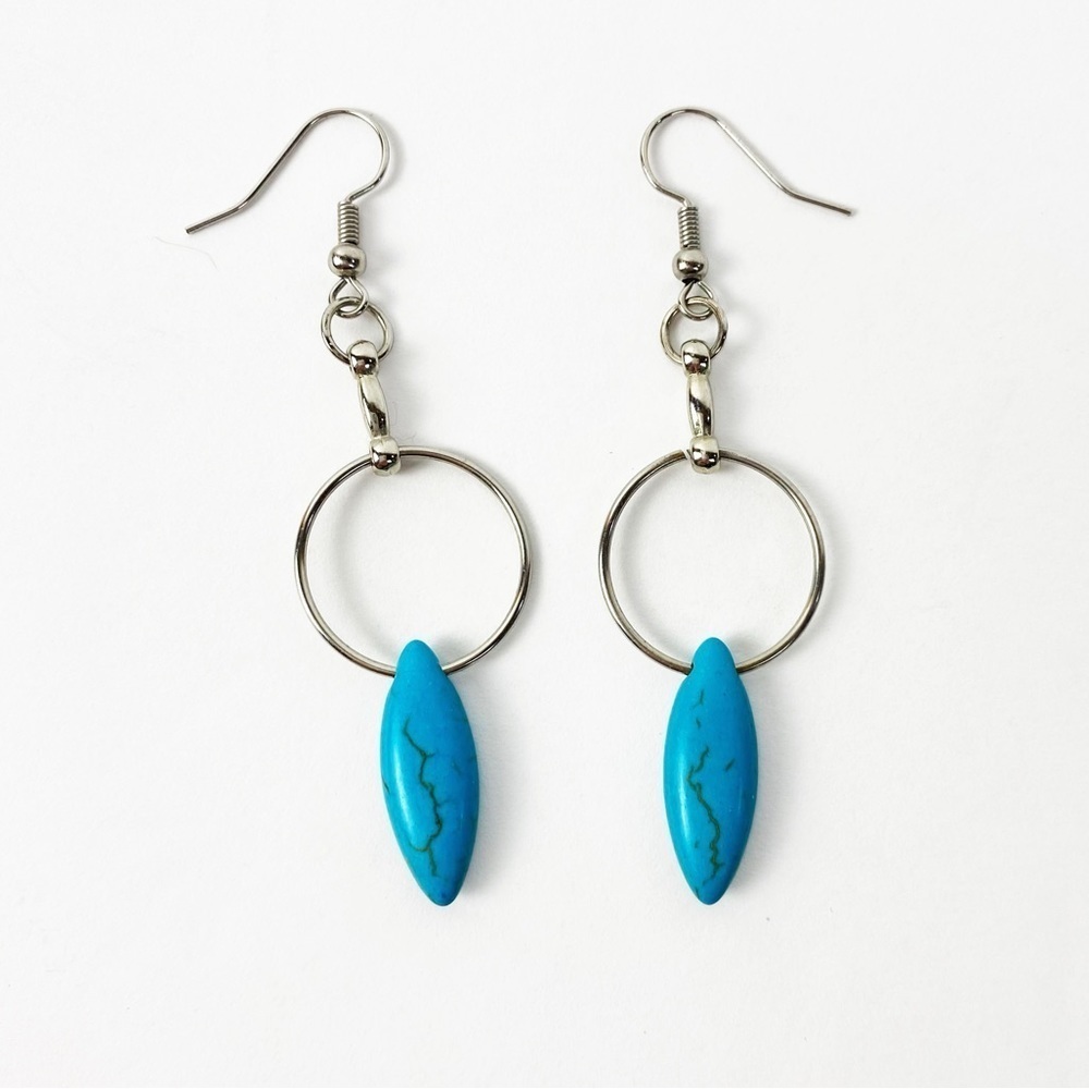 SALE 🛍️ Turquoise color Hoop dangle Earrings - Western Bohemian